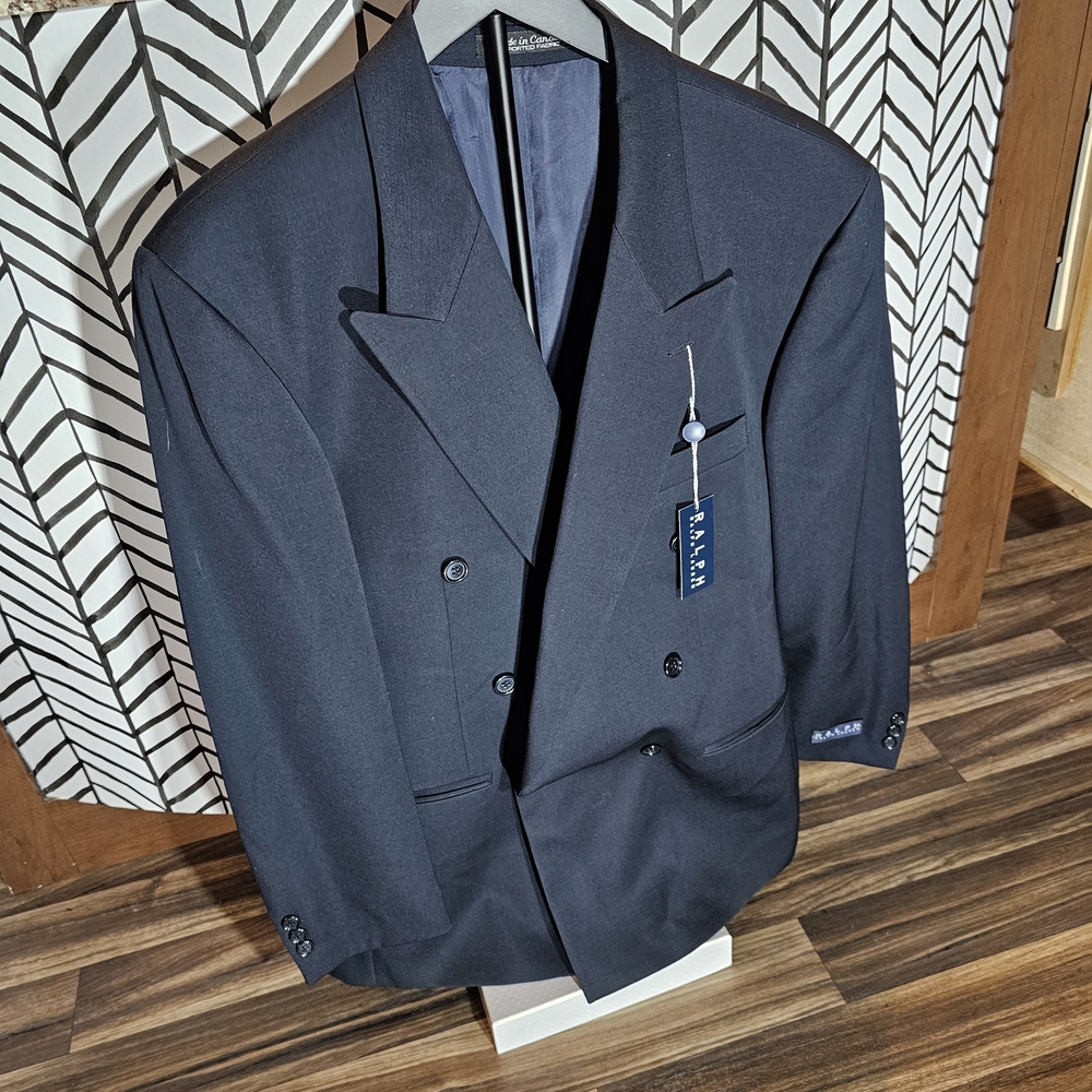 Ralph Lauren Classic 6-Button Suit Jacket, Mens 41R 100% Wool, Navy Blue NWT